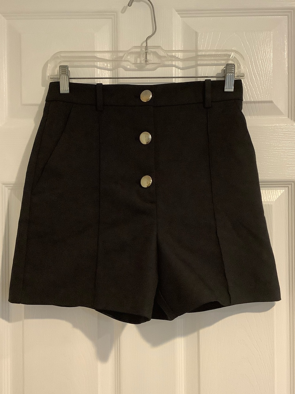 NWOT ZARA Black Gold Button Front Tailored Summer Dressy Shorts S